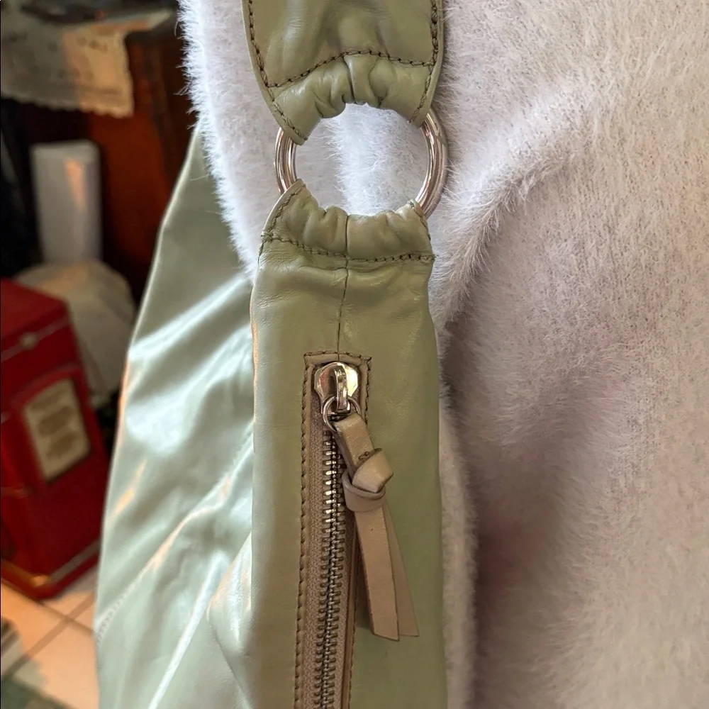 Hobo  HOBO bag  shoulder bag  smooth icy sage color Leather  single handle strap